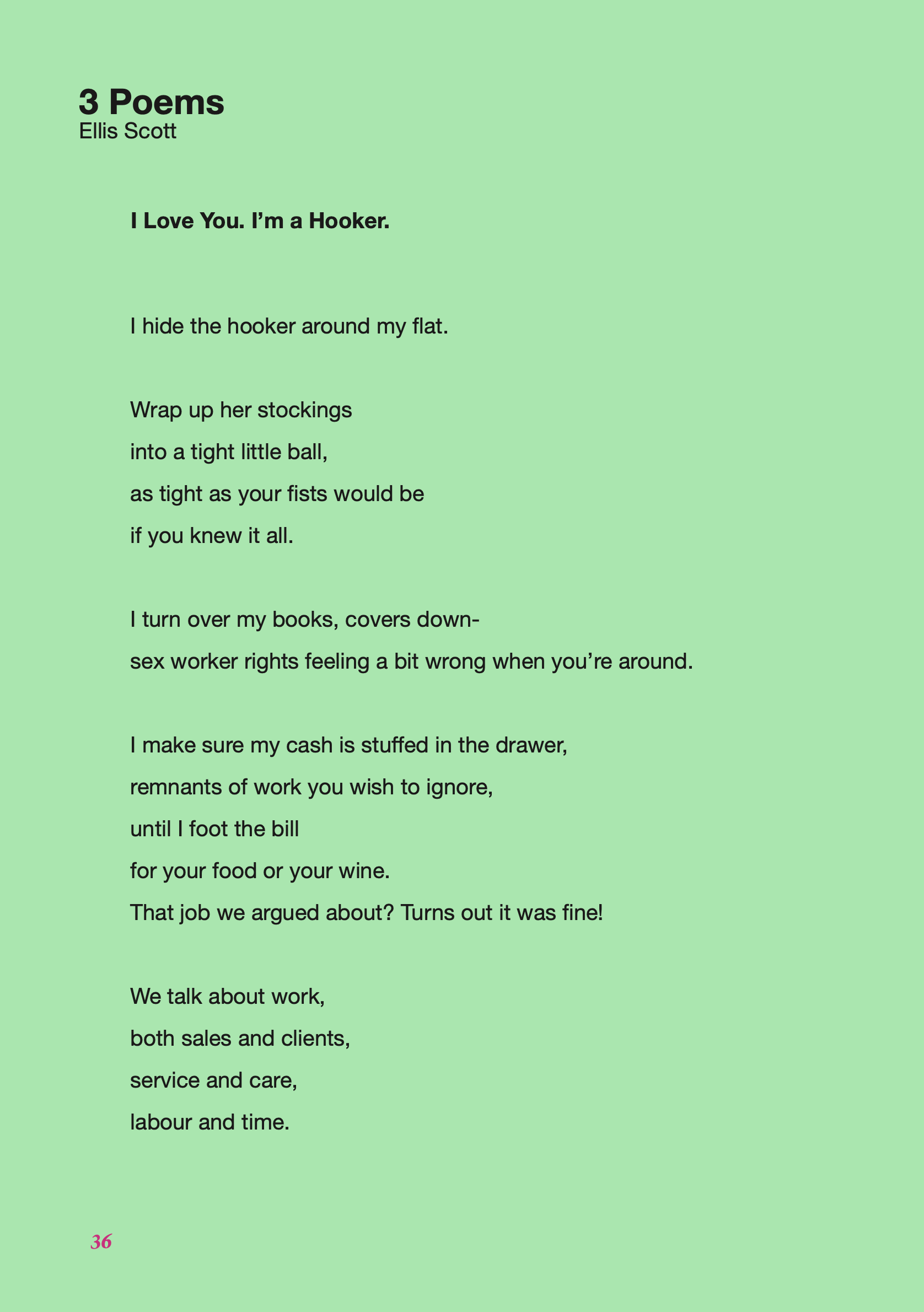 A light green background with several paragraphs of black text from the second Writing Our Futures zine.